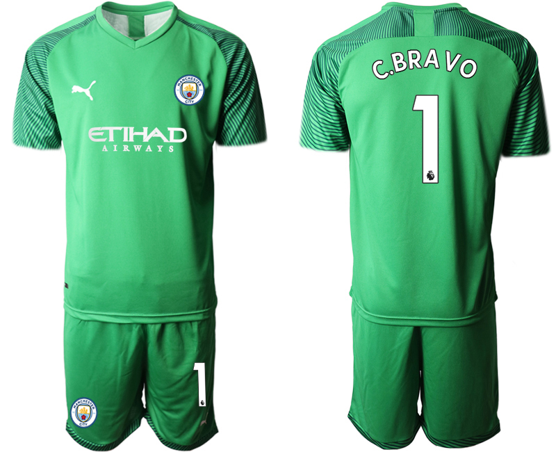 Men 2020-2021 club Manchester City goalkeeper green #1 Soccer Jerseys1->manchester city jersey->Soccer Club Jersey